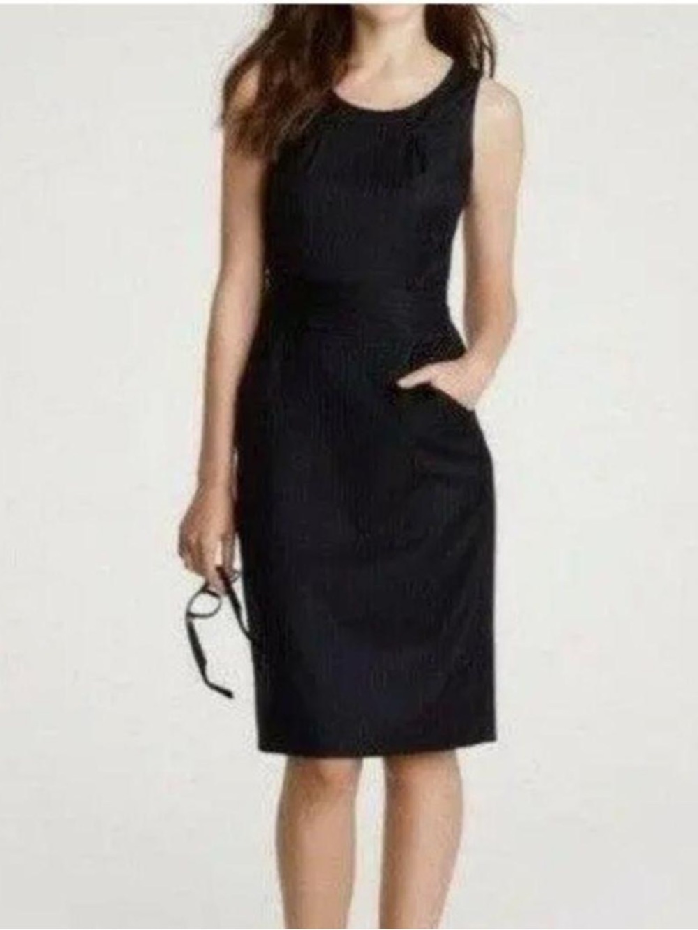 100% Wool J. Crew Black Sleeveless Sheath Midi Dress EUC size 0
